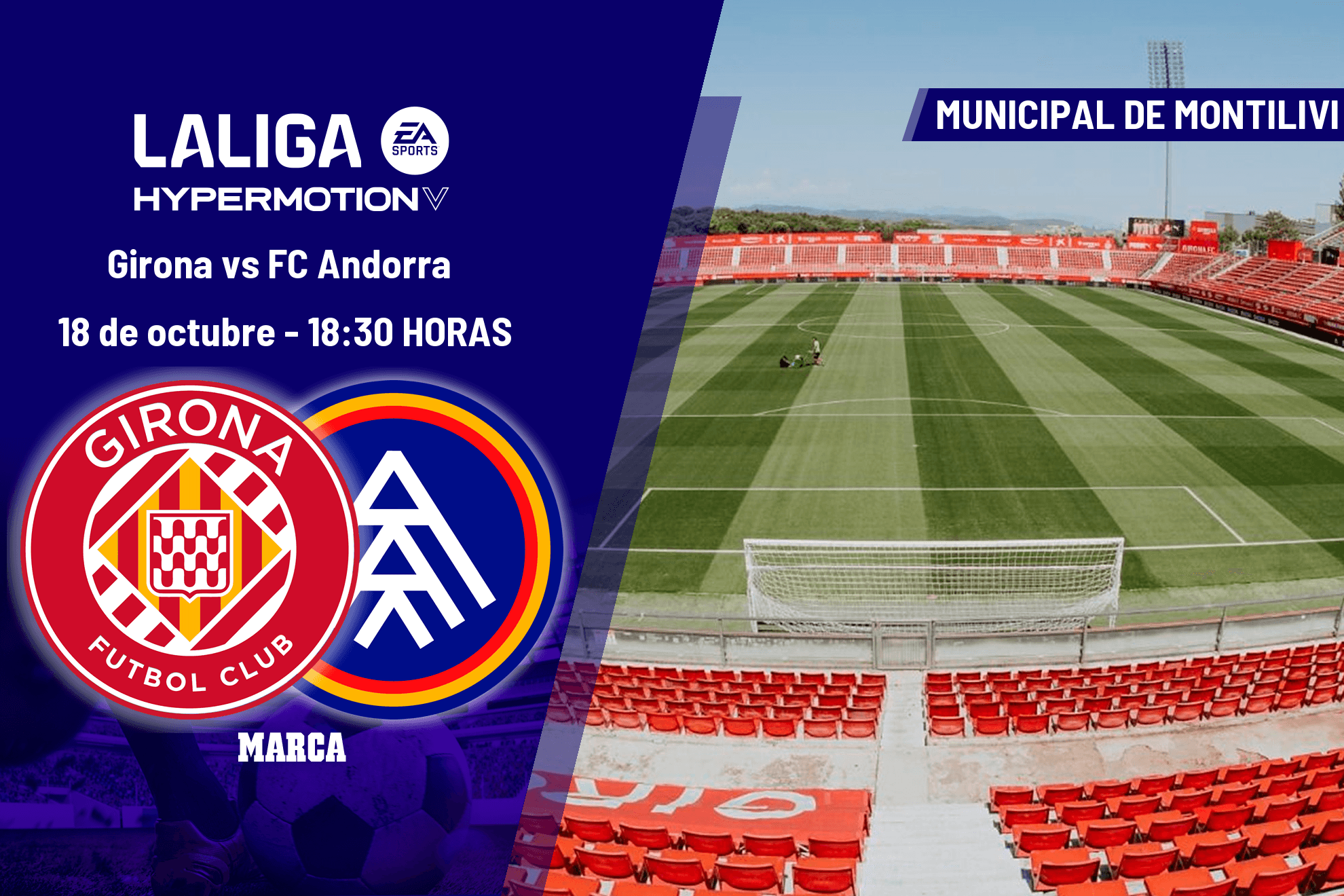 Girona - FC Andorra: horario y dónde ver hoy en TV el partido de la jornada 10 de LaLiga Hypermotion