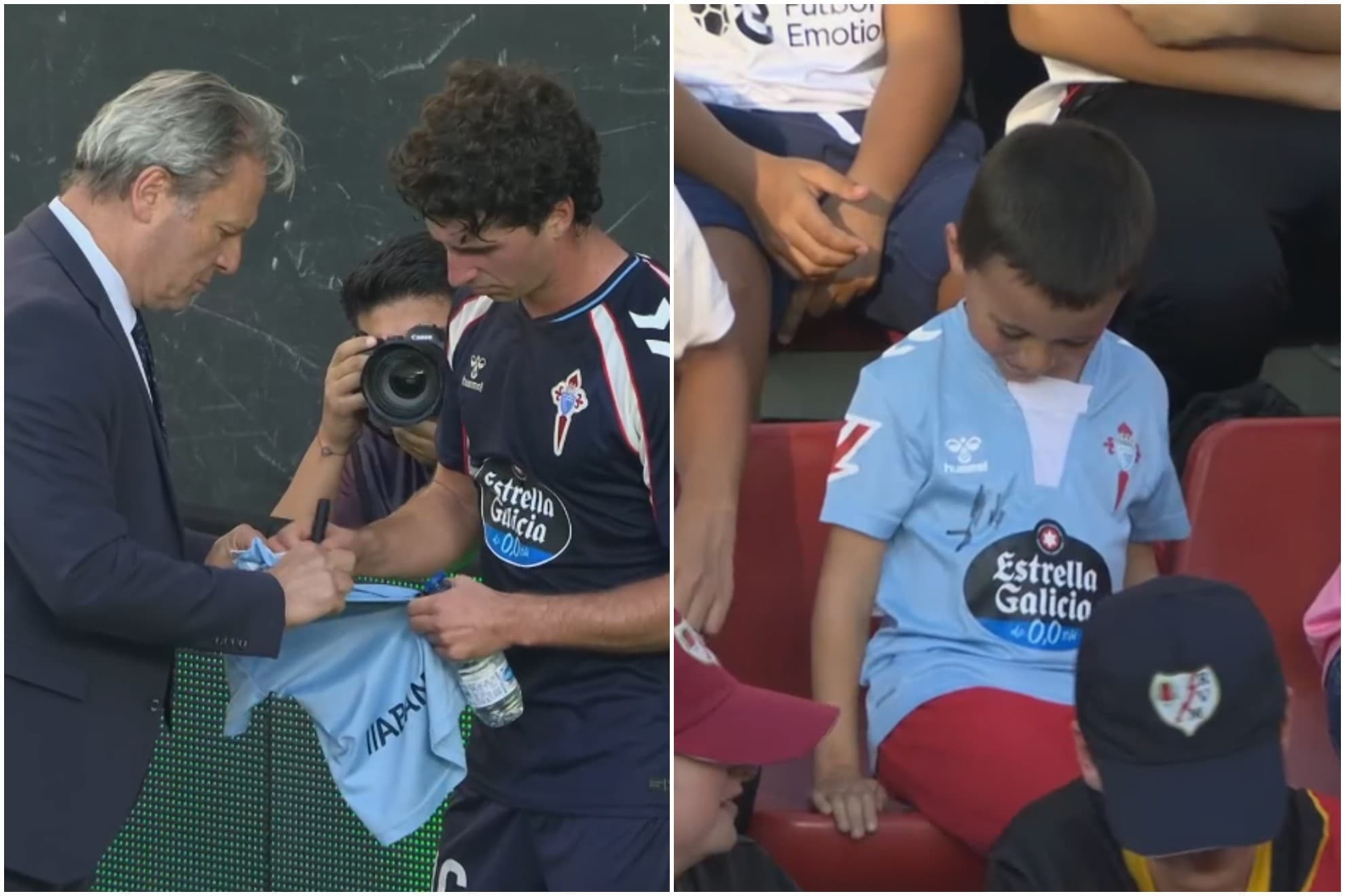 El detallazo de la jornada: Hugo González se lesiona... y firma una camiseta para un niño antes de irse