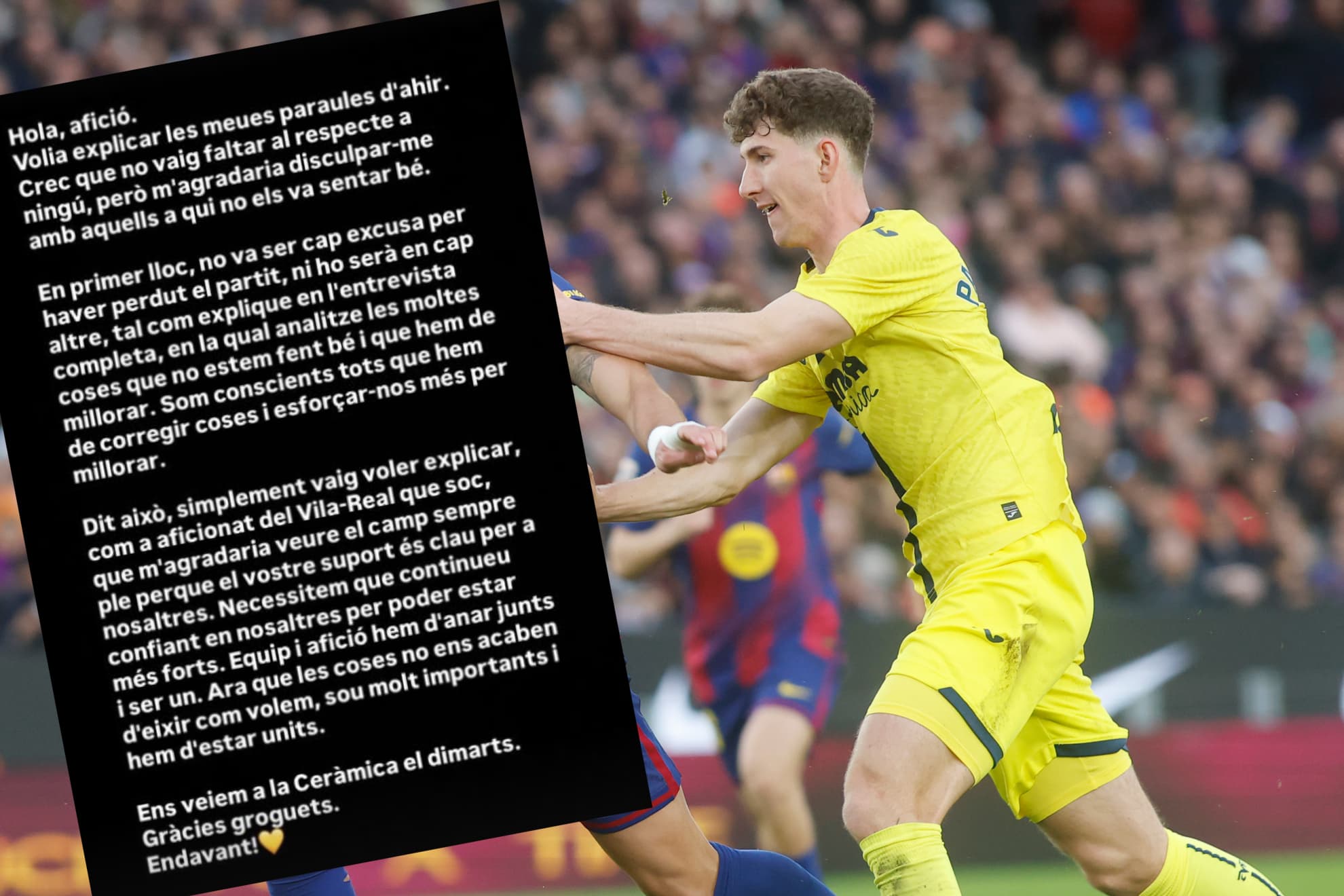 Pau Navarro se disculpa tras la polémica: "Me gustaría ver el estadio siempre lleno"