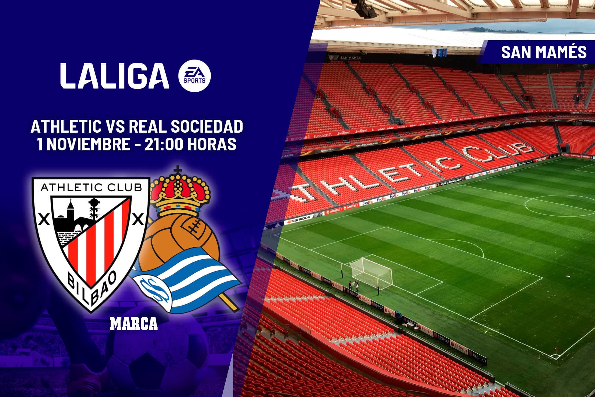 A qué hora es el Athletic - Real Sociedad : horario y dónde ver hoy en TV y canal del partido de Liga